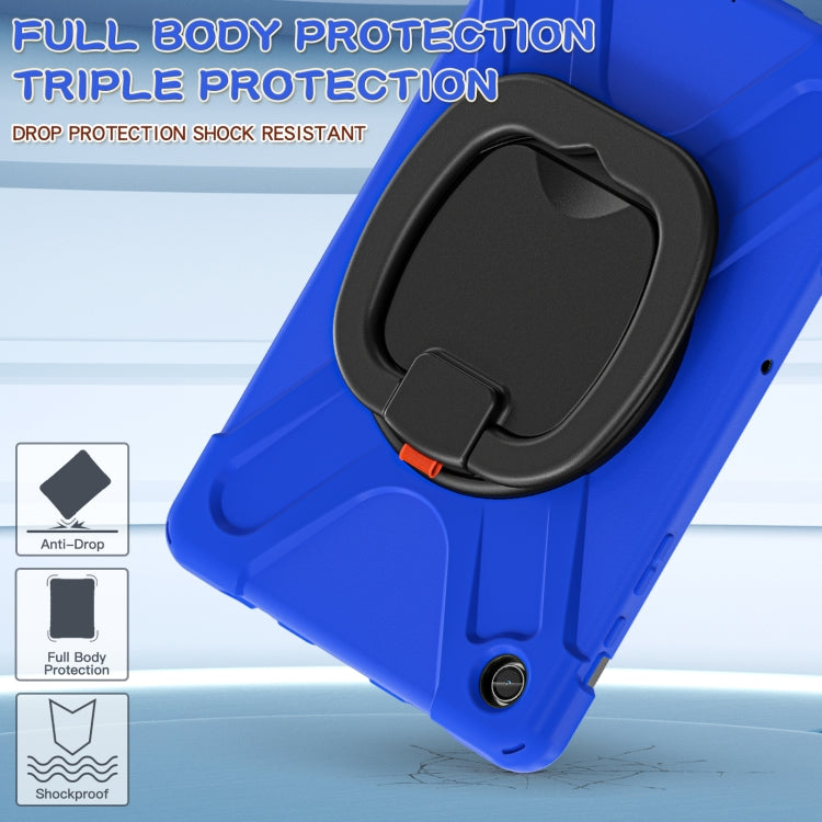 For Samsung Galaxy Tab A9+ Silicone Hybrid PC Tablet Case with Holder & Shoulder Strap(Blue) - Galaxy Tab A9+ by buy2fix | Online Shopping UK | buy2fix