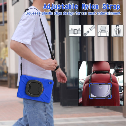 For Samsung Galaxy Tab A9+ Silicone Hybrid PC Tablet Case with Holder & Shoulder Strap(Blue) - Galaxy Tab A9+ by buy2fix | Online Shopping UK | buy2fix