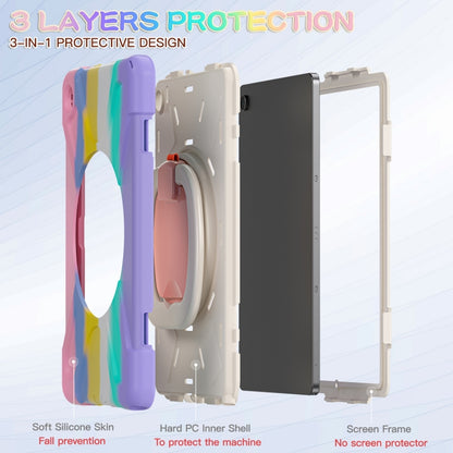 For Samsung Galaxy Tab A9+ Silicone Hybrid PC Tablet Case with Holder & Shoulder Strap(Colorful Pink) - Galaxy Tab A9+ by buy2fix | Online Shopping UK | buy2fix