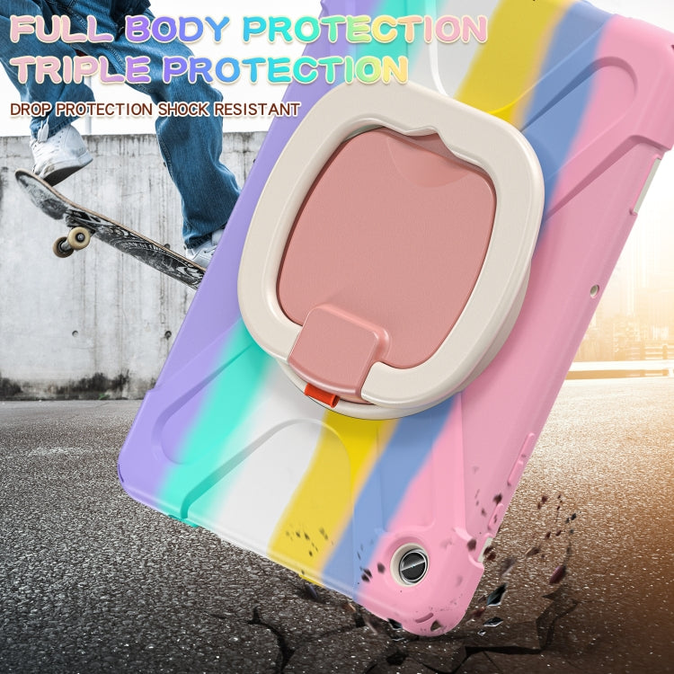 For Samsung Galaxy Tab A9+ Silicone Hybrid PC Tablet Case with Holder & Shoulder Strap(Colorful Pink) - Galaxy Tab A9+ by buy2fix | Online Shopping UK | buy2fix