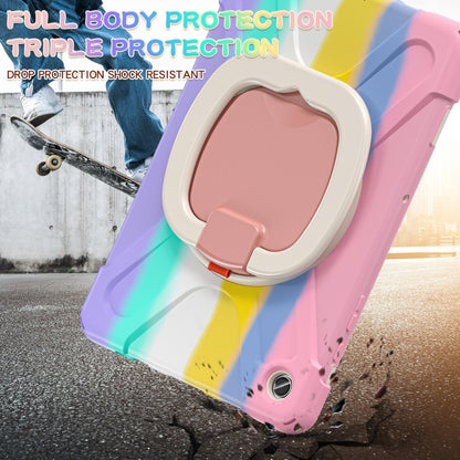 For Samsung Galaxy Tab A9+ Silicone Hybrid PC Tablet Case with Holder & Shoulder Strap(Colorful Pink) - Galaxy Tab A9+ by buy2fix | Online Shopping UK | buy2fix