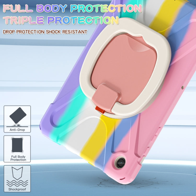 For Samsung Galaxy Tab A9+ Silicone Hybrid PC Tablet Case with Holder & Shoulder Strap(Colorful Pink) - Galaxy Tab A9+ by buy2fix | Online Shopping UK | buy2fix