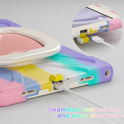 For Samsung Galaxy Tab A9+ Silicone Hybrid PC Tablet Case with Holder & Shoulder Strap(Colorful Pink) - Galaxy Tab A9+ by buy2fix | Online Shopping UK | buy2fix