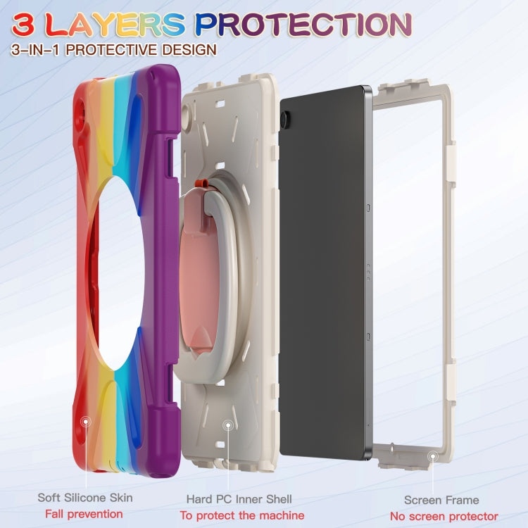 For Samsung Galaxy Tab A9+ Silicone Hybrid PC Tablet Case with Holder & Shoulder Strap(Colorful Red) - Galaxy Tab A9+ by buy2fix | Online Shopping UK | buy2fix