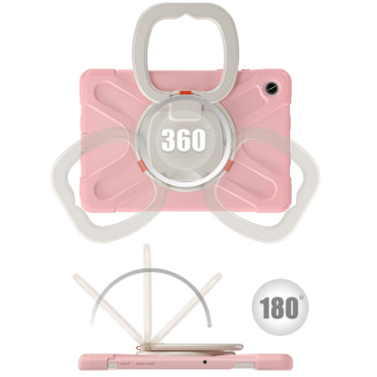 For Samsung Galaxy Tab A9+ Silicone Hybrid PC Tablet Case with Holder & Shoulder Strap(Pink) - Galaxy Tab A9+ by buy2fix | Online Shopping UK | buy2fix