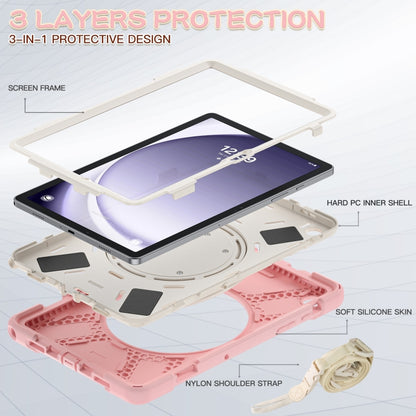 For Samsung Galaxy Tab A9+ Silicone Hybrid PC Tablet Case with Holder & Shoulder Strap(Pink) - Galaxy Tab A9+ by buy2fix | Online Shopping UK | buy2fix