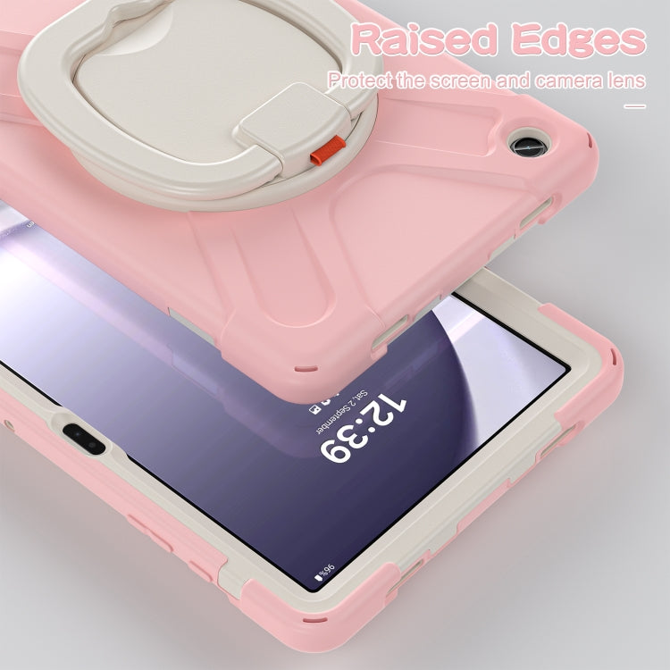 For Samsung Galaxy Tab A9+ Silicone Hybrid PC Tablet Case with Holder & Shoulder Strap(Pink) - Galaxy Tab A9+ by buy2fix | Online Shopping UK | buy2fix