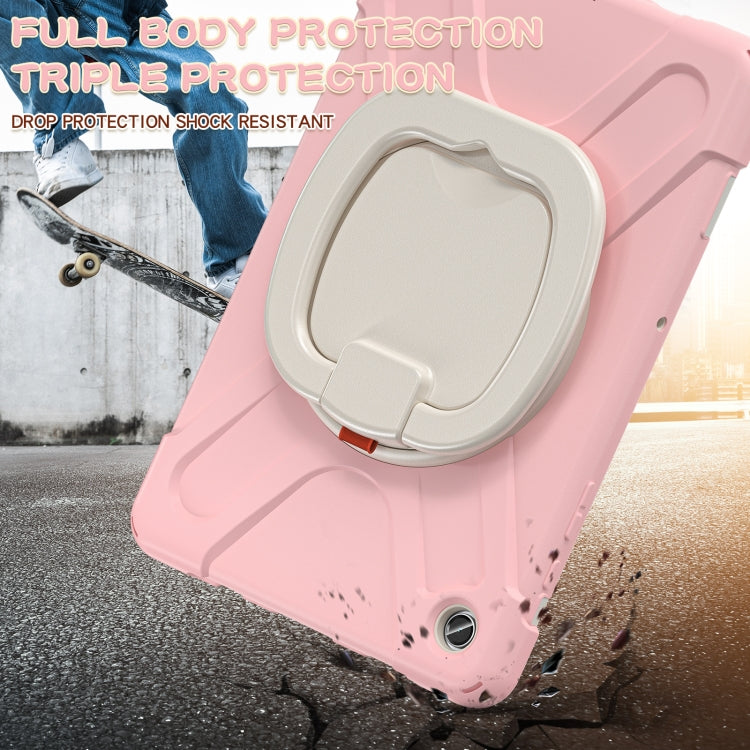 For Samsung Galaxy Tab A9+ Silicone Hybrid PC Tablet Case with Holder & Shoulder Strap(Pink) - Galaxy Tab A9+ by buy2fix | Online Shopping UK | buy2fix