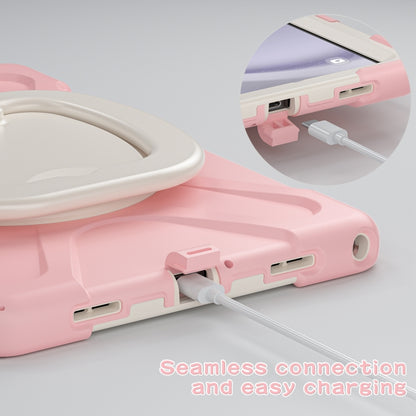 For Samsung Galaxy Tab A9+ Silicone Hybrid PC Tablet Case with Holder & Shoulder Strap(Pink) - Galaxy Tab A9+ by buy2fix | Online Shopping UK | buy2fix