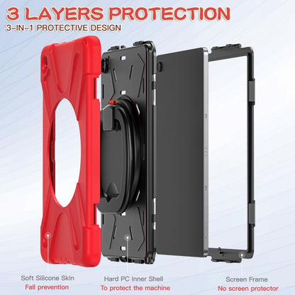 For Samsung Galaxy Tab A9+ Silicone Hybrid PC Tablet Case with Holder & Shoulder Strap(Red) - Galaxy Tab A9+ by buy2fix | Online Shopping UK | buy2fix