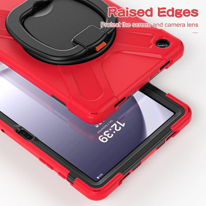 For Samsung Galaxy Tab A9+ Silicone Hybrid PC Tablet Case with Holder & Shoulder Strap(Red) - Galaxy Tab A9+ by buy2fix | Online Shopping UK | buy2fix