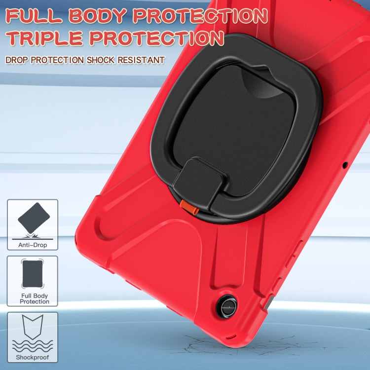 For Samsung Galaxy Tab A9+ Silicone Hybrid PC Tablet Case with Holder & Shoulder Strap(Red) - Galaxy Tab A9+ by buy2fix | Online Shopping UK | buy2fix