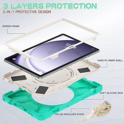 For Samsung Galaxy Tab A9+ Silicone Hybrid PC Tablet Case with Holder & Shoulder Strap(Mint Green) - Galaxy Tab A9+ by buy2fix | Online Shopping UK | buy2fix