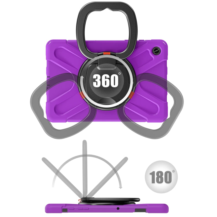 For Samsung Galaxy Tab A9+ Silicone Hybrid PC Tablet Case with Holder & Shoulder Strap(Purple) - Galaxy Tab A9+ by buy2fix | Online Shopping UK | buy2fix