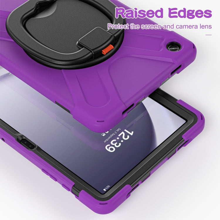 For Samsung Galaxy Tab A9+ Silicone Hybrid PC Tablet Case with Holder & Shoulder Strap(Purple) - Galaxy Tab A9+ by buy2fix | Online Shopping UK | buy2fix
