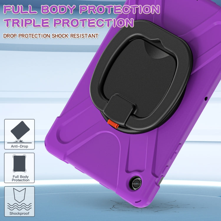 For Samsung Galaxy Tab A9+ Silicone Hybrid PC Tablet Case with Holder & Shoulder Strap(Purple) - Galaxy Tab A9+ by buy2fix | Online Shopping UK | buy2fix