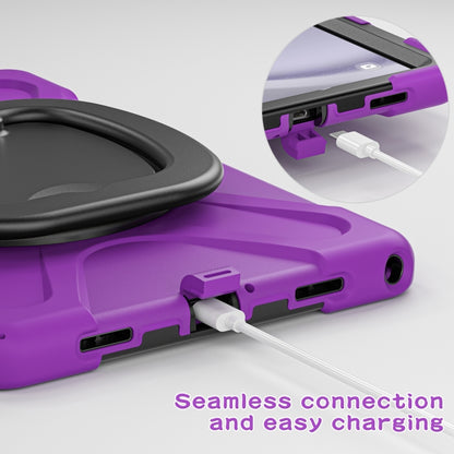 For Samsung Galaxy Tab A9+ Silicone Hybrid PC Tablet Case with Holder & Shoulder Strap(Purple) - Galaxy Tab A9+ by buy2fix | Online Shopping UK | buy2fix