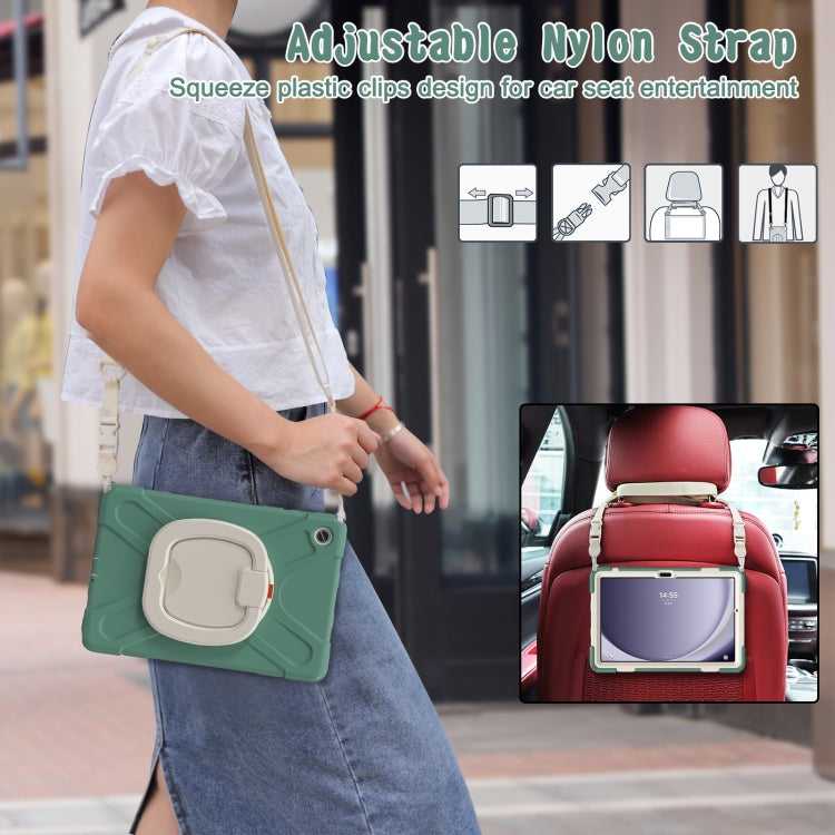 For Samsung Galaxy Tab A9+ Silicone Hybrid PC Tablet Case with Holder & Shoulder Strap(Emerald Green) - Galaxy Tab A9+ by buy2fix | Online Shopping UK | buy2fix
