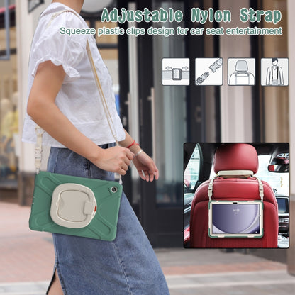 For Samsung Galaxy Tab A9+ Silicone Hybrid PC Tablet Case with Holder & Shoulder Strap(Emerald Green) - Galaxy Tab A9+ by buy2fix | Online Shopping UK | buy2fix