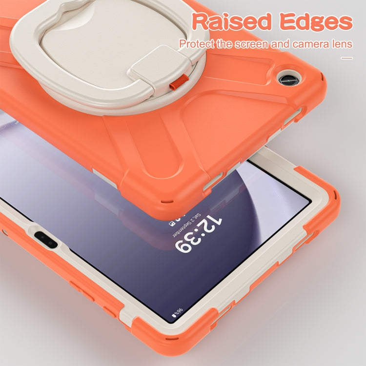 For Samsung Galaxy Tab A9+ Silicone Hybrid PC Tablet Case with Holder & Shoulder Strap(Living Coral) - Galaxy Tab A9+ by buy2fix | Online Shopping UK | buy2fix