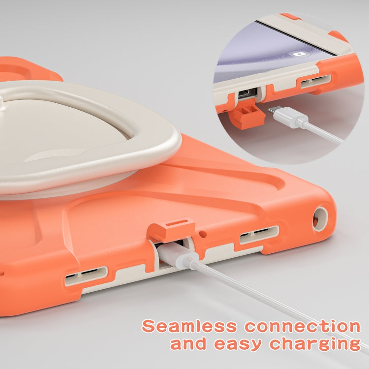 For Samsung Galaxy Tab A9+ Silicone Hybrid PC Tablet Case with Holder & Shoulder Strap(Living Coral) - Galaxy Tab A9+ by buy2fix | Online Shopping UK | buy2fix