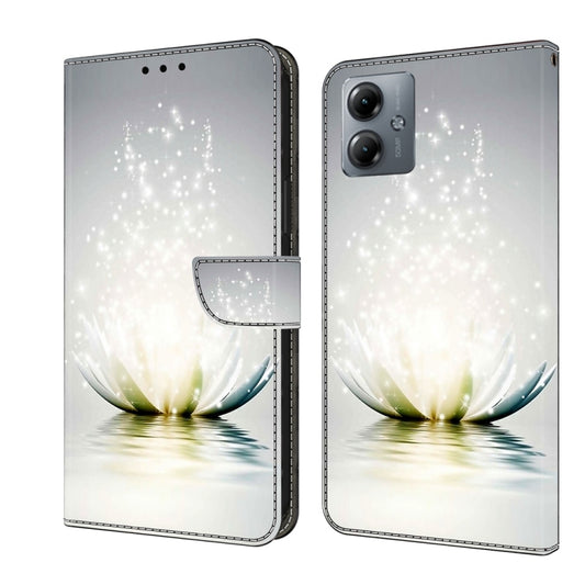 For Motorola Moto G14 Crystal 3D Shockproof Protective Leather Phone Case(Light Lotus) by buy2fix