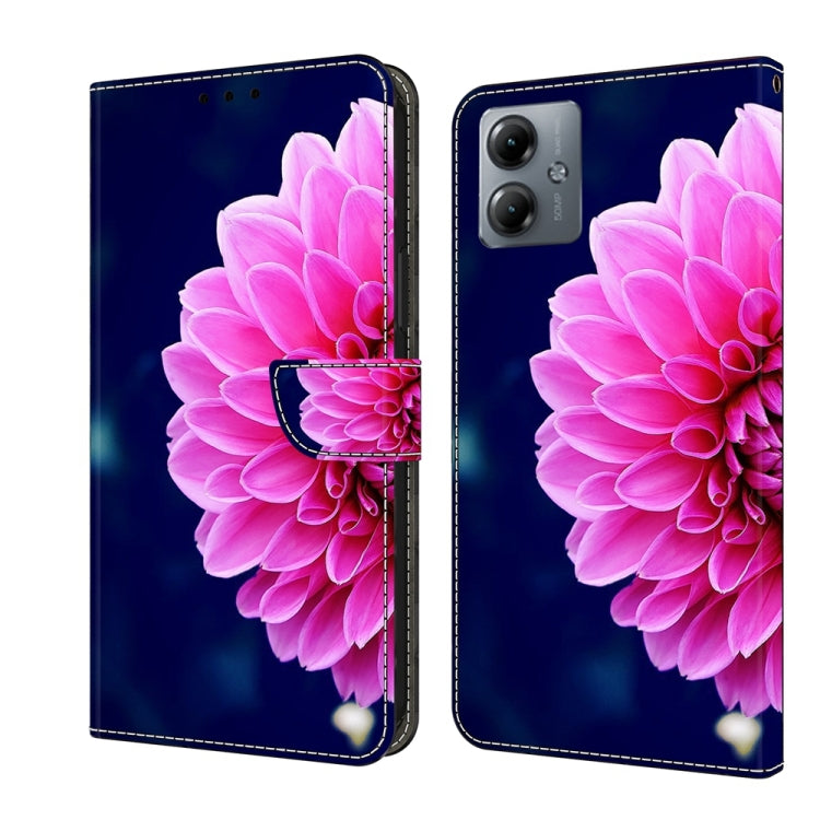 For Motorola Moto G14 Crystal 3D Shockproof Protective Leather Phone Case(Pink Petals) by buy2fix