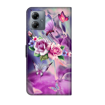 For Motorola Moto G14 Crystal 3D Shockproof Protective Leather Phone Case(Butterfly) by buy2fix