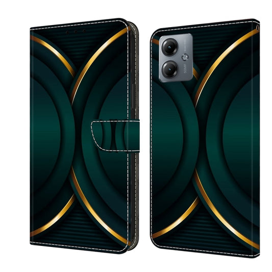 For Motorola Moto G14 Crystal 3D Shockproof Protective Leather Phone Case(Gold Outline) by buy2fix