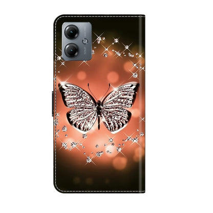 For Motorola Moto G14 Crystal 3D Shockproof Protective Leather Phone Case(Crystal Butterfly) by buy2fix