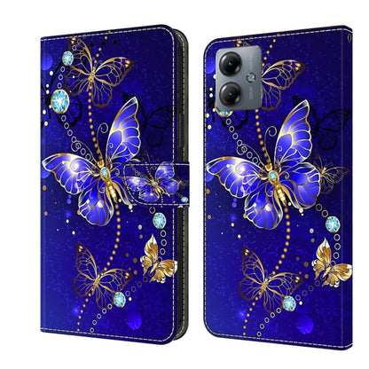 For Motorola Moto G14 Crystal 3D Shockproof Protective Leather Phone Case(Diamond Butterfly) by buy2fix