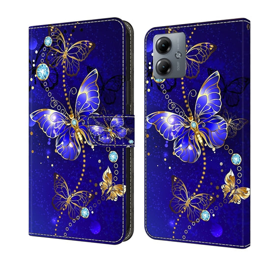 For Motorola Moto G14 Crystal 3D Shockproof Protective Leather Phone Case(Diamond Butterfly) by buy2fix