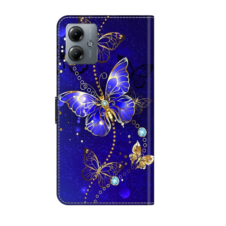 For Motorola Moto G14 Crystal 3D Shockproof Protective Leather Phone Case(Diamond Butterfly) by buy2fix