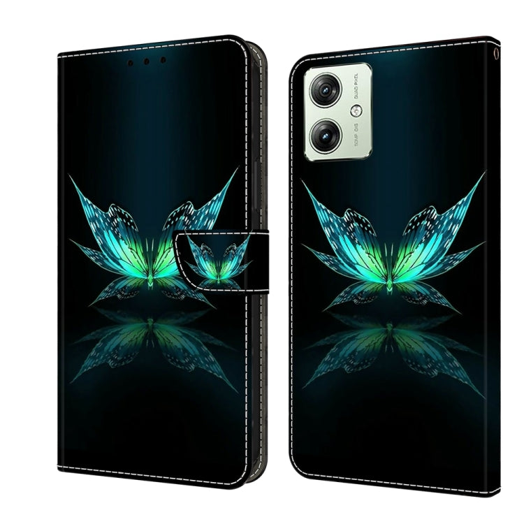 For Motorola Moto G54 Crystal 3D Shockproof Protective Leather Phone Case(Reflection Dutterfly) by buy2fix
