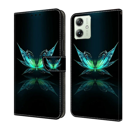 For Motorola Moto G54 Crystal 3D Shockproof Protective Leather Phone Case(Reflection Dutterfly) by buy2fix