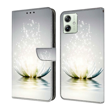 For Motorola Moto G54 Crystal 3D Shockproof Protective Leather Phone Case(Light Lotus) by buy2fix