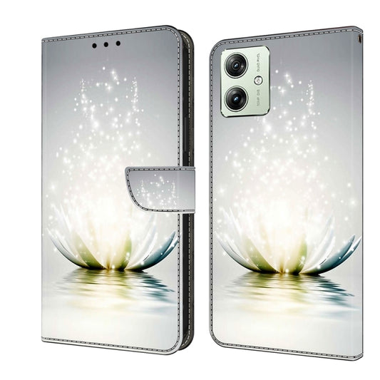 For Motorola Moto G54 Crystal 3D Shockproof Protective Leather Phone Case(Light Lotus) by buy2fix
