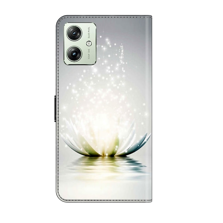 For Motorola Moto G54 Crystal 3D Shockproof Protective Leather Phone Case(Light Lotus) by buy2fix