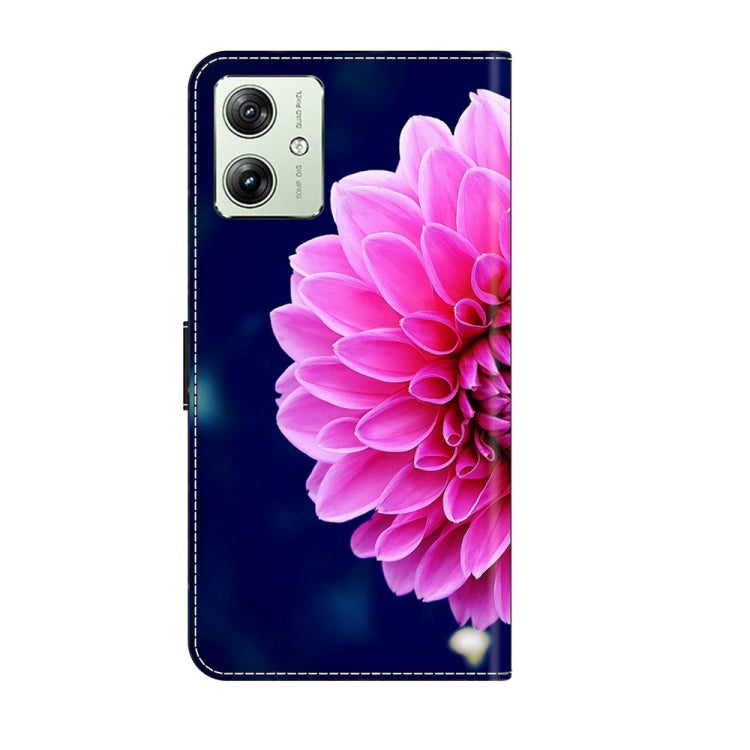 For Motorola Moto G54 Crystal 3D Shockproof Protective Leather Phone Case(Pink Petals) by buy2fix