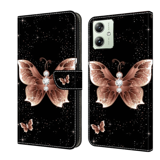 For Motorola Moto G54 Crystal 3D Shockproof Protective Leather Phone Case(Pink Diamond Butterfly) by buy2fix