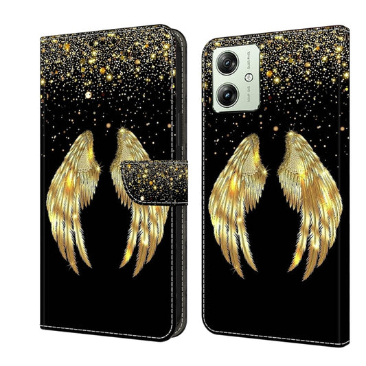 For Motorola Moto G54 Crystal 3D Shockproof Protective Leather Phone Case(Golden Wings) by buy2fix