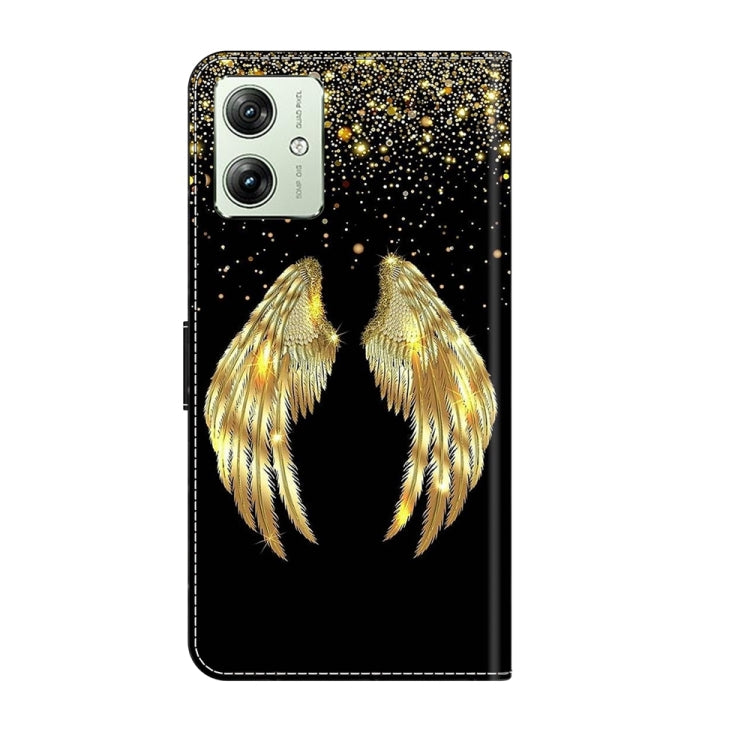 For Motorola Moto G54 Crystal 3D Shockproof Protective Leather Phone Case(Golden Wings) by buy2fix