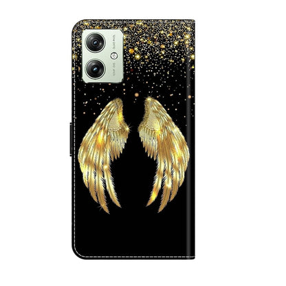 For Motorola Moto G54 Crystal 3D Shockproof Protective Leather Phone Case(Golden Wings) by buy2fix