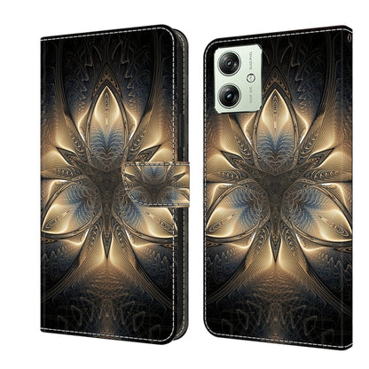 For Motorola Moto G54 Crystal 3D Shockproof Protective Leather Phone Case(Luminous Building) by buy2fix