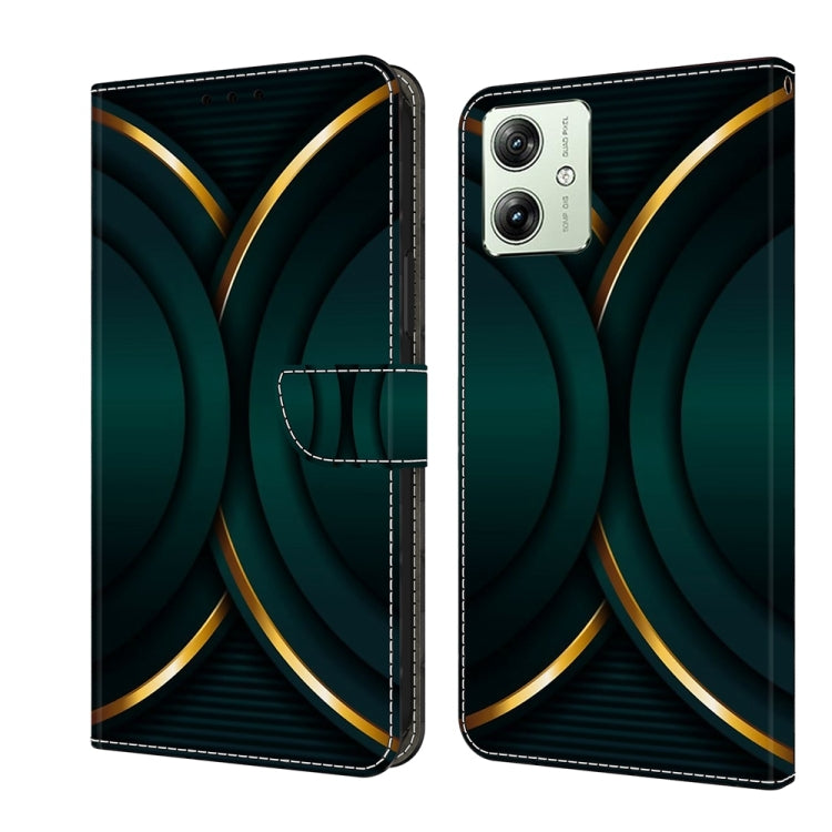 For Motorola Moto G54 Crystal 3D Shockproof Protective Leather Phone Case(Gold Outline) by buy2fix