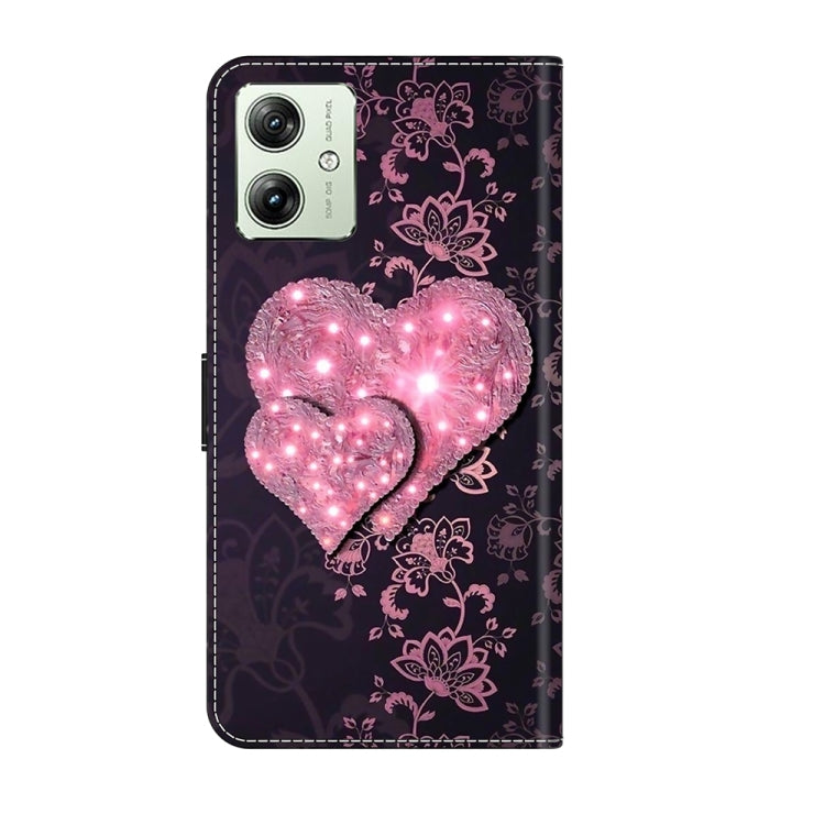 For Motorola Moto G54 Crystal 3D Shockproof Protective Leather Phone Case(Lace Love) by buy2fix