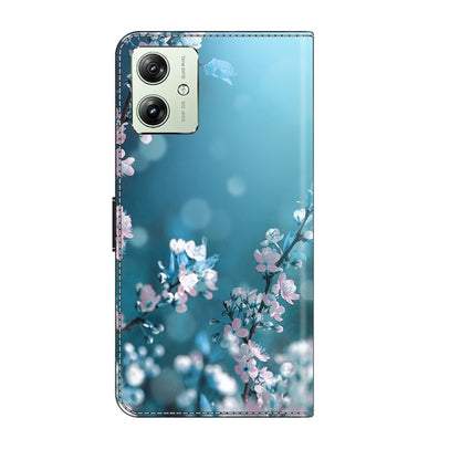 For Motorola Moto G54 Crystal 3D Shockproof Protective Leather Phone Case(Plum Flower) by buy2fix