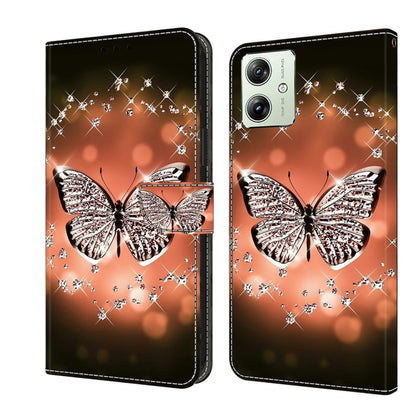 For Motorola Moto G54 Crystal 3D Shockproof Protective Leather Phone Case(Crystal Butterfly) by buy2fix