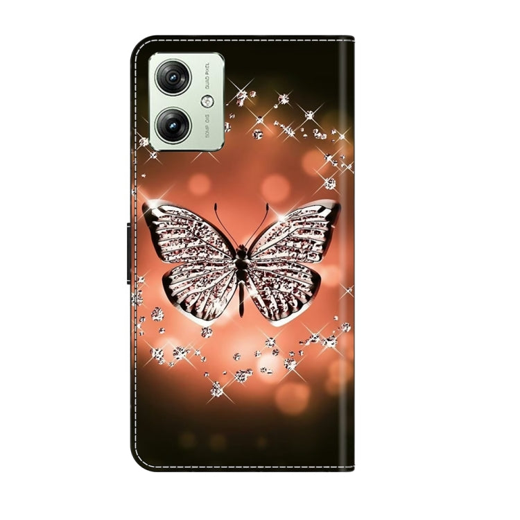 For Motorola Moto G54 Crystal 3D Shockproof Protective Leather Phone Case(Crystal Butterfly) by buy2fix