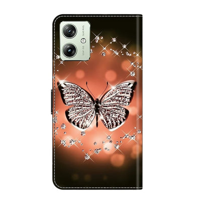 For Motorola Moto G54 Crystal 3D Shockproof Protective Leather Phone Case(Crystal Butterfly) by buy2fix